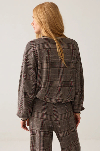 SUMMUM SWEATSHIRT PRINCE OF WALES CHECK CONTRAST TRIM 3s5369-30794