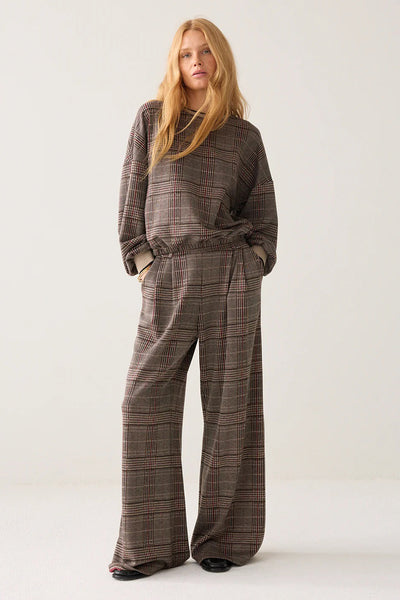 SUMMUM SWEATSHIRT PRINCE OF WALES CHECK CONTRAST TRIM 3s5369-30794