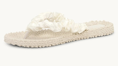 ILSE JACOBSEN SANDAL CRUNCHED SATIN UPPER TEXTURED RUBBER SOLE CHEERFUL06 121 MILK CREME