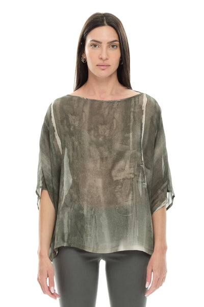 IXOS TOP PRINT CHIFFON SLEEVELESS BAT WING SHAPE 32019-009 HARLEY