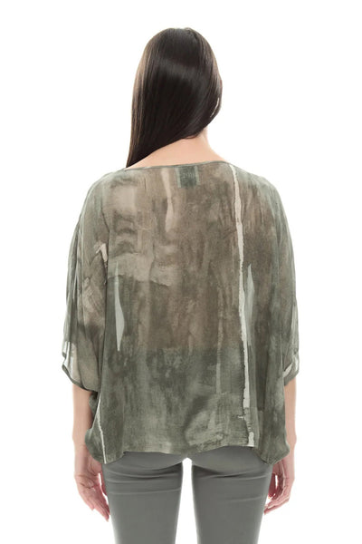 IXOS TOP PRINT CHIFFON SLEEVELESS BAT WING SHAPE 32019-009 HARLEY