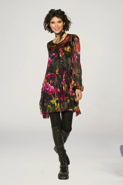 BEATE HEYMANN DRESS WITH SLIP SILK MIX FLORAL DEVORE 2027-19