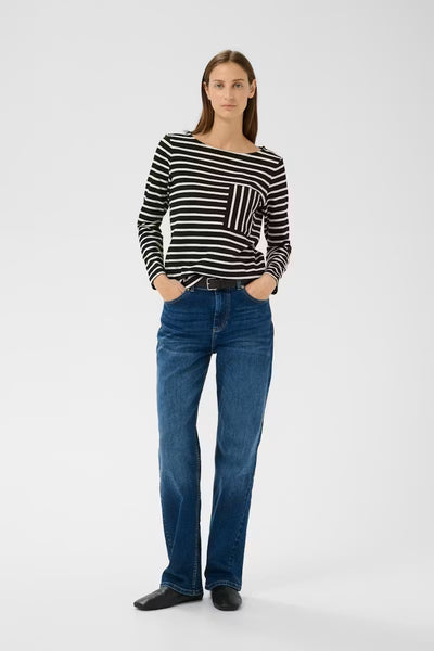 INWEAR TOP COTTON STRIPE PAATCH POCKET ON BREAST 3112419/900006724 DELLA