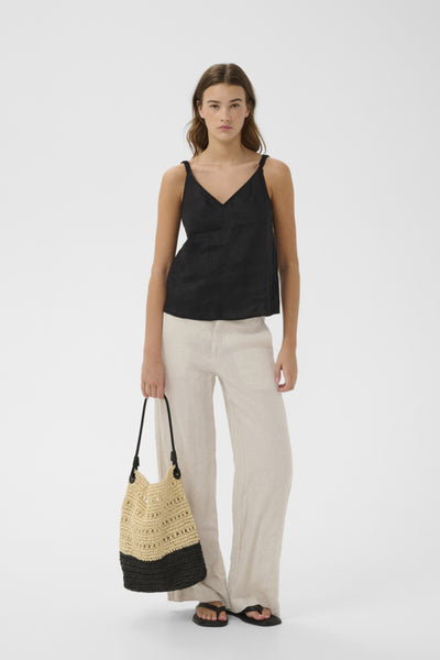 INWEAR TROUSERS LINEN LOOSE FIT WIDE LEG ZIP AND BUTTON BELTLOOPS 30112597 ELINOR