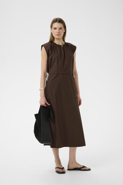 INWEAR DRESS COTTON POPLIN GATHERED NECK & BUTTONS DRAWSTRING WAIST 30112531 ELLINI