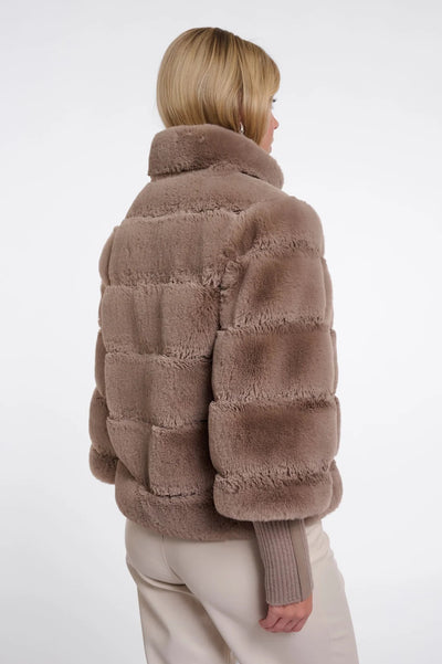 RINO & PELLE JACKET FAUX FUR RIB SLEEVE PU TRIM 7002611 FELINE