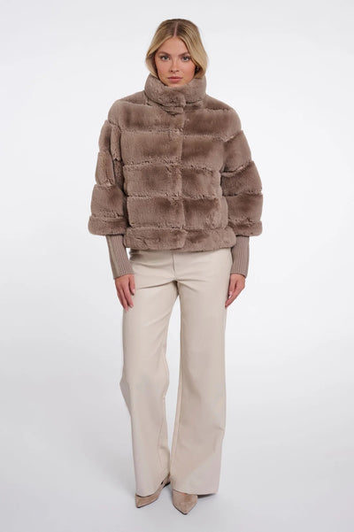 RINO & PELLE JACKET FAUX FUR RIB SLEEVE PU TRIM 7002611 FELINE