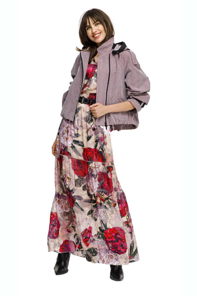 BEATE HEYMANN DRESS FLORAL DEVORE MAXI WITH VELVET BELT 114-31