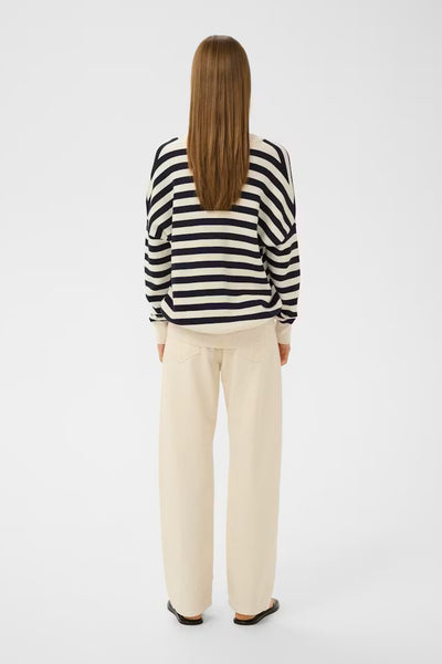 INWEAR SWEATER COTTON STRIPE RIB V NECK TAPERED SIDES 30106899/900006896 FOSTER