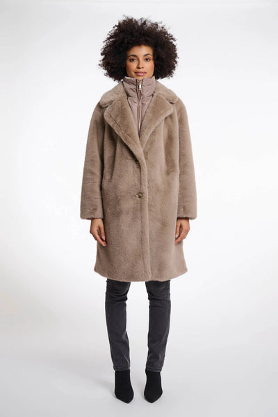 RINO & PELLE COAT SOFT FAUX FUR DETACHABLE FUNNEL NECK ZIP BIB 7002512 GEESJE