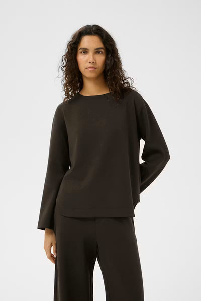 INWEAR TOP TENCEL ROUND RECK LONG SLEEVE ROUNDED HI LO HEM 30108654/191109 GINCENT