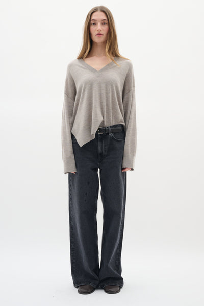 INWEAR SWEATER FINE KNIT LOOSE FIT V NECK HI LO HEM SIDE SLITS 301100931/1813041 GITO