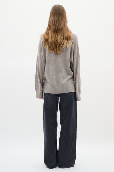 INWEAR SWEATER FINE KNIT LOOSE FIT V NECK HI LO HEM SIDE SLITS 301100931/1813041 GITO