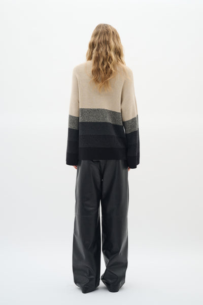 INWEAR SWEATER HIGH NECK WIDE SLEEVE BROAD STRIPE MIX 30107018 GITTEL