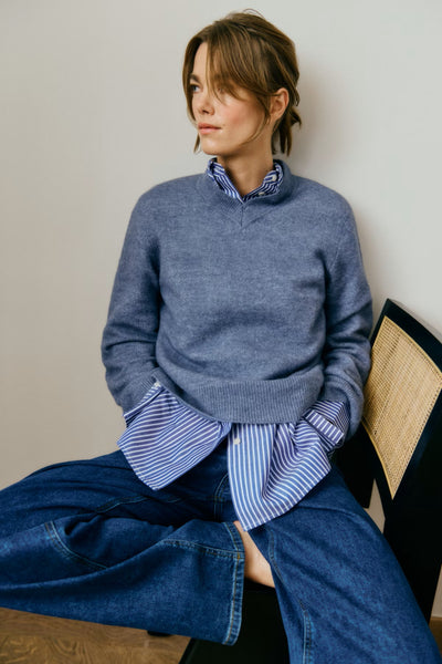 INWEAR SWEATER GLOSSY KNIT RIB V NECK RIB WIDE CUFF 30111022/173912 GUNIL