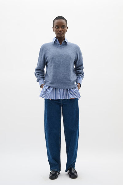 INWEAR SWEATER GLOSSY KNIT RIB V NECK RIB WIDE CUFF 30111022/173912 GUNIL