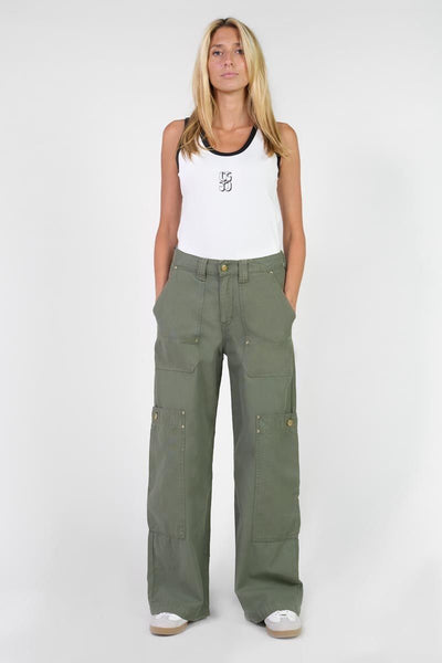 LE TEMPS DE CERISES TROUSER UTILTY WIDE LEG CARGO POCKETS PFHOLLY