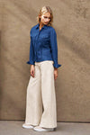 LU.EL JACKET LINEN BREAST FLAP POCKETS SL62505 BLUE