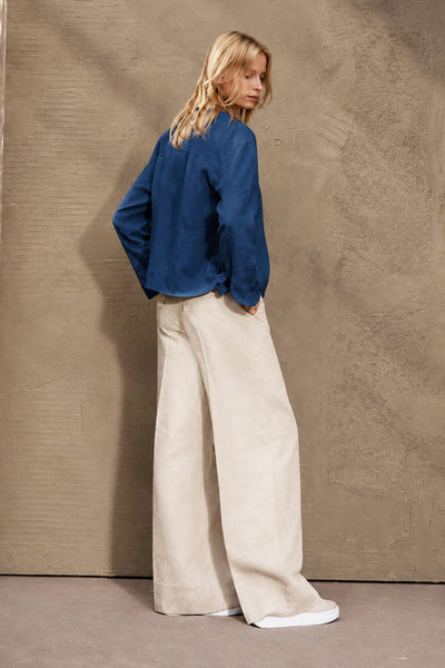 LU.EL JACKET LINEN BREAST FLAP POCKETS SL62505 BLUE