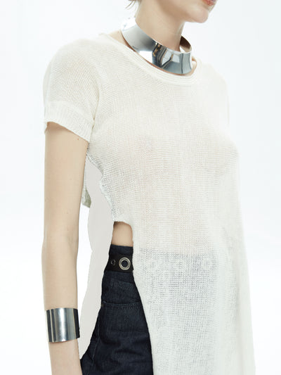 IXOS SWEATER LINEN ASYMETRIC MESH AND GEORGETTE 20407-044JA