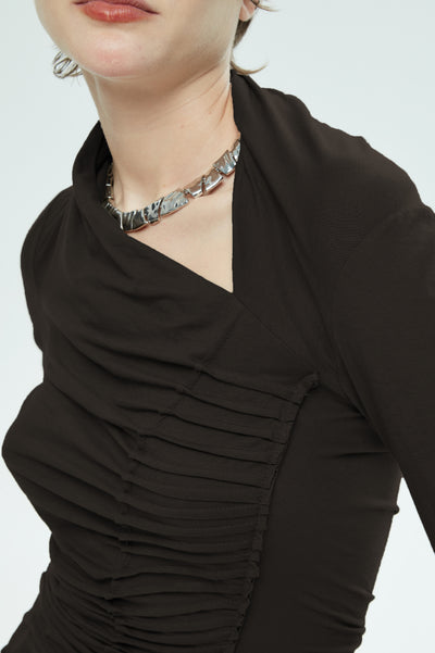 IXOS TOP JERSEY ASYMETRIC SMOCK DETAIL LONG SLEEVE 25296-033 AR