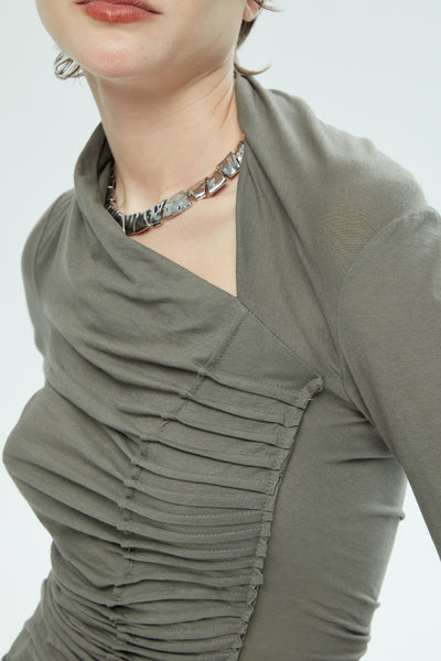 IXOS TOP JERSEY ASYMETRIC SMOCK DETAIL LONG SLEEVE 25296-033AR