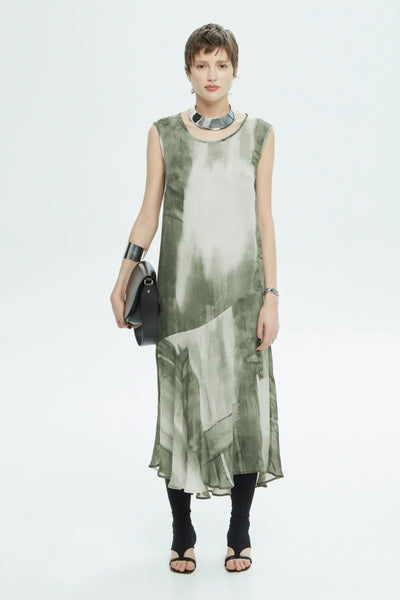 IXOS DRESS PRINT CHIFFON ASYMETRIC DROP WAIST 40408-009 HARLEY