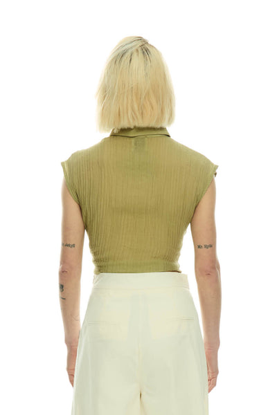 IXOS TOP SLEEVELESS PLEATED WITH COLLAR AND SIDE ZIP 32016-014 LANCIA
