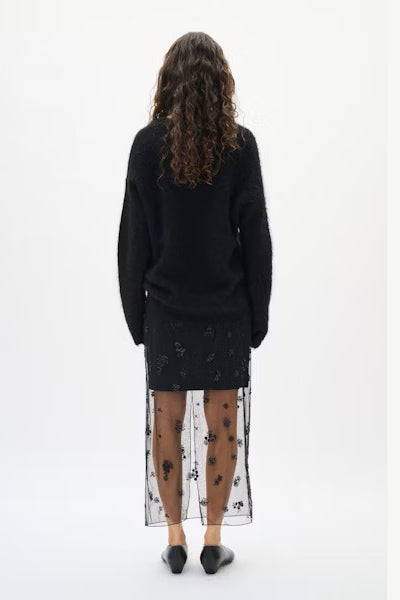 INWEAR SKIRT FLORAL SEQUIN APPLIQUE MESH MAXI WITH HALF SKIRT 301212110 KUI