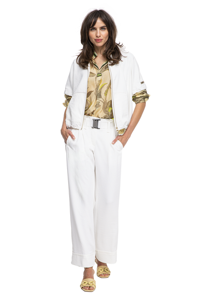 BEATE HEYMANN SHIRT LEAF PRINT V NECK WITH MAO COLLAR 133-36