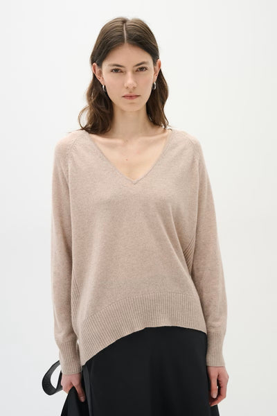 INWEAR SWEATER CASHMERE LONG SLEEVE V NECK RIB SIDES 30104240/10110 LUKKA