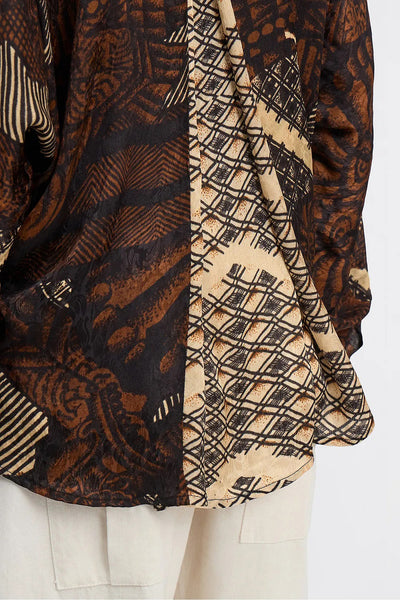 MES DEMOISELLES SHIRT ETHNIC PRINT CONTRAST BACK VENT BACK 24W-ABYSS