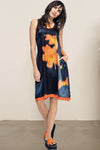 BEATE HEYMANN DRESS MIDI SATIN FEEL WASHED FLORAL JERSEY TRIM 165-39