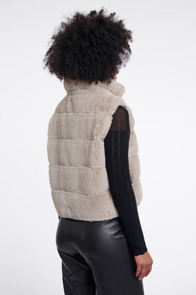 RINO & PELLE GILET FAUX FUR PU SIDE PANELS 7002612 MAY