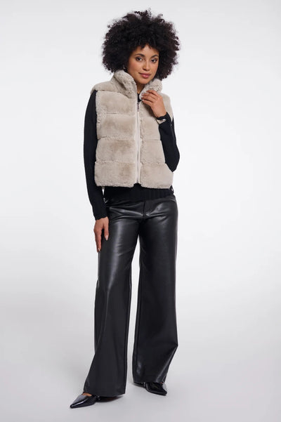 RINO & PELLE GILET FAUX FUR PU SIDE PANELS 7002612 MAY