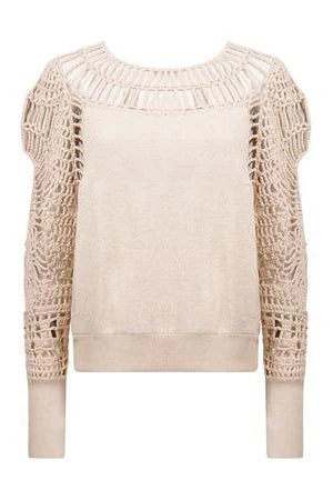 MES DESMOISELLES SWEATER MACRAME SLEEVE RIB HEM  AND CUFF 24W-SHIMA