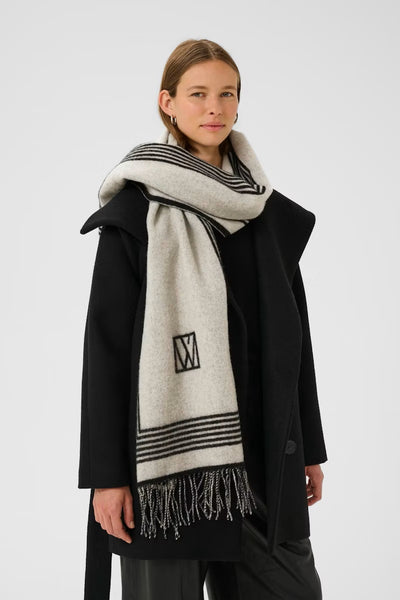 INWEAR SCARF WOOL REVERSIBLE FRINGED BLANKET WITH LOGO 30106665 MYRTHE