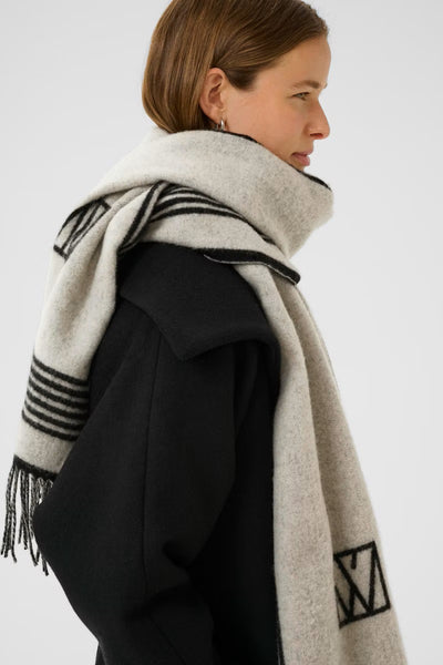 INWEAR SCARF WOOL REVERSIBLE FRINGED BLANKET WITH LOGO 30106665 MYRTHE