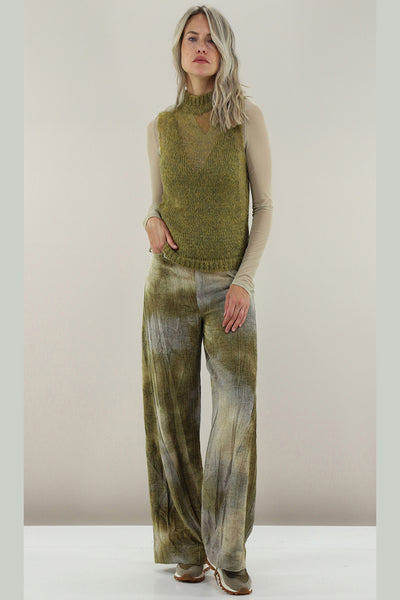 MALLONI MLO TROUSER WIDE LEG SUBTLE CHEVRON VELOUR SEAM DETAIL P25I70380-002CEC CIP E CIOP