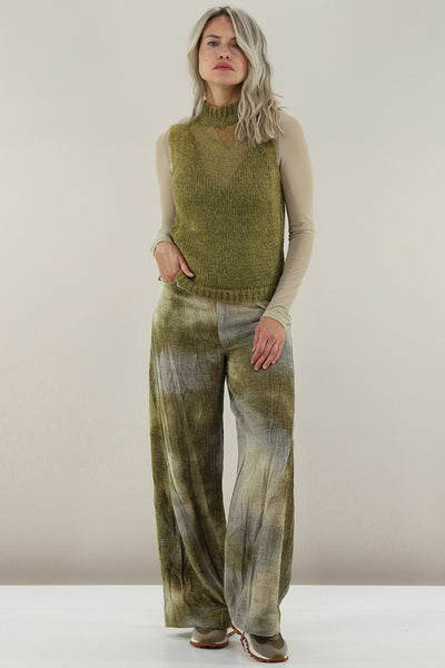 MALLONI MLO TROUSER WIDE LEG SUBTLE CHEVRON VELOUR SEAM DETAIL P25I70380-002CEC CIP E CIOP