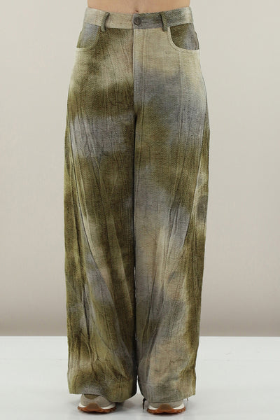 MALLONI MLO TROUSER WIDE LEG SUBTLE CHEVRON VELOUR SEAM DETAIL P25I70380-002CEC CIP E CIOP