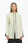 MALLONI MLO CARDIGAN 2 TONE FRAYED 4 BUTTON PLAKET DETAIL P25I20428-044BA BAMBI