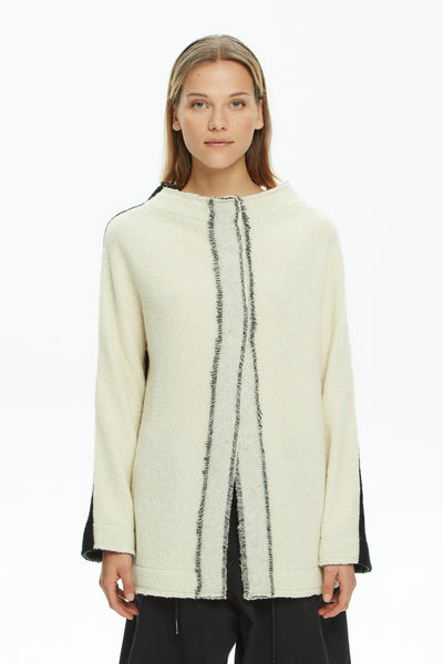 MALLONI MLO CARDIGAN 2 TONE FRAYED 4 BUTTON PLAKET DETAIL P25I20428-044BA BAMBI