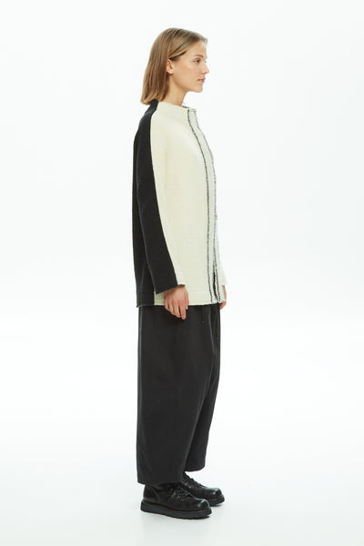 MALLONI MLO CARDIGAN 2 TONE FRAYED 4 BUTTON PLAKET DETAIL P25I20428-044BA BAMBI