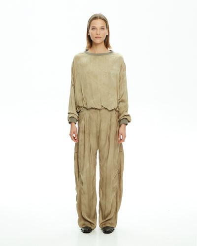 MALLONI MLO TOP SILKY MARBLED TIE DYE 3/4 SLEEVE RIB CUFF AND NECK P25I32031-0180D ODETTE