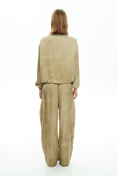 MALLONI MLO TOP SILKY MARBLED TIE DYE 3/4 SLEEVE RIB CUFF AND NECK P25I32031-0180D ODETTE