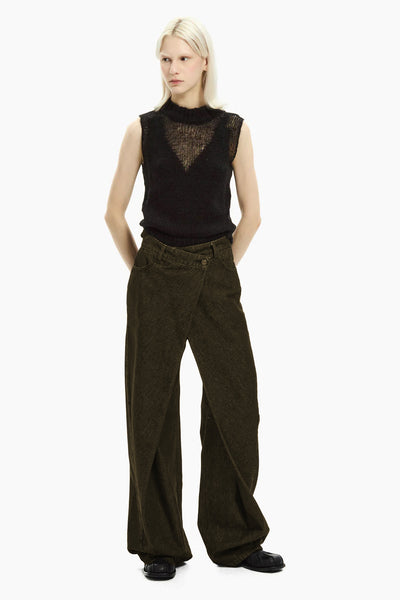 MALLONI MLO JEANS ZIP FRONT WITH CROSS OVER BUTTON AND POCKET PANELS P25I75121-027DU DENIM DUMBO