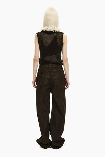 MALLONI MLO JEANS ZIP FRONT WITH CROSS OVER BUTTON AND POCKET PANELS P25I75121-027DU DENIM DUMBO