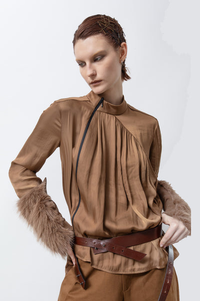 LOTUS EATERS TOP PLEATED BODICE ASYMETRIC ZIP 55/EPINOISIS