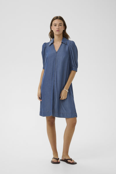 INWEAR DRESS A LINE V WITH COLLAR HALF SLEEVE CUFF AND BUTTONS 30110314 RACHEL